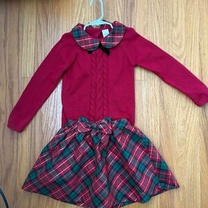 Gymboree Girls Plaid Christmas Sweater and Skirt Size 6